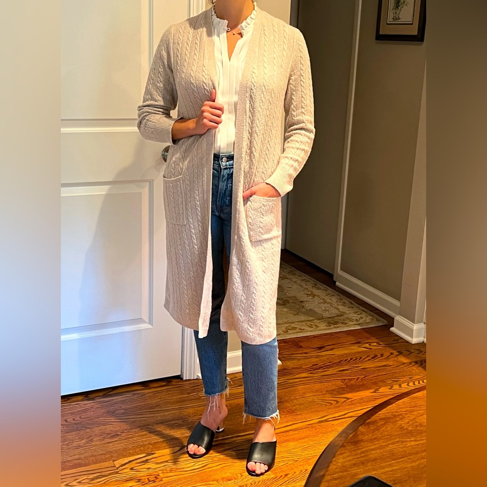 J Jill long cardigan - taupe duster excellent condition